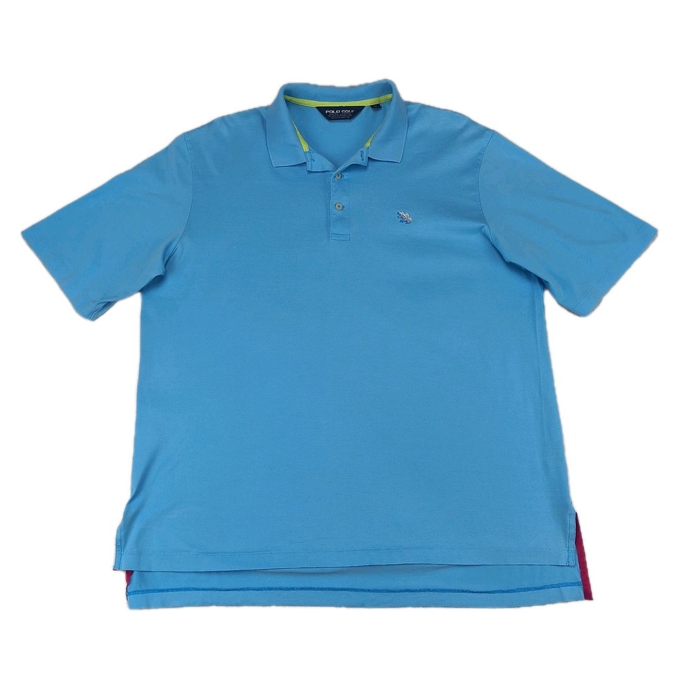 Polo Golf Ralph Lauren Mens L Large Blue Pima Cotton Short Sleeve Polo Shirt